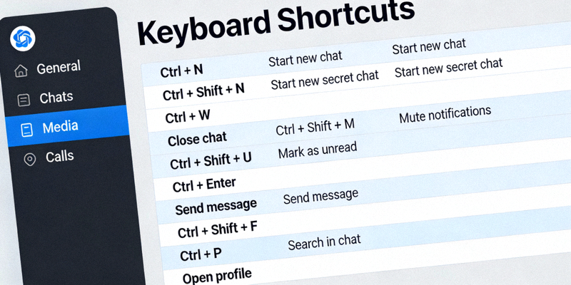 Telegram电脑版键盘快捷键帮助页面截图