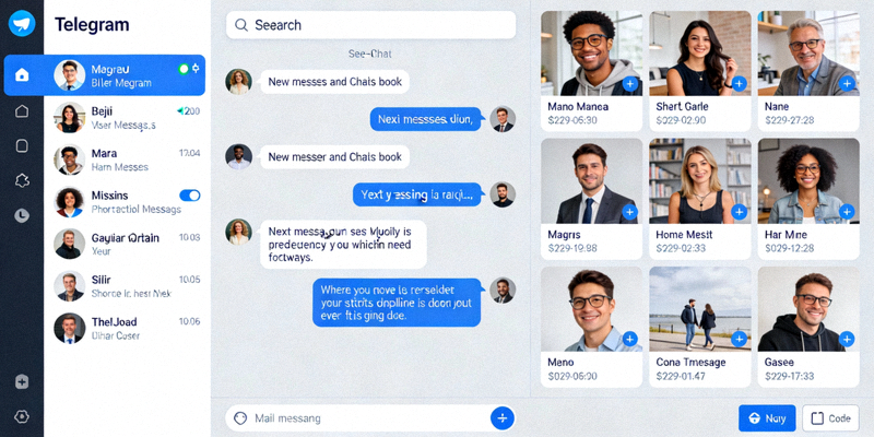 Telegram电脑版桌面应用程序主界面，展示清晰的聊天列表和联系人侧边栏